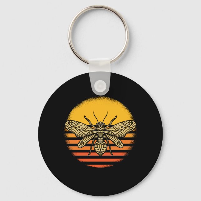 Bee Beekeeper Beekeeping Retro Gift Keychain (Front)