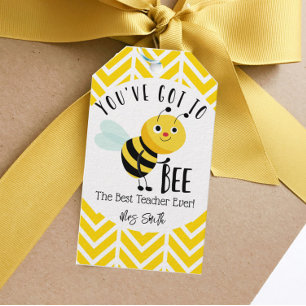 Bee Best Teacher Gift Tags – Bumblebee Chevron