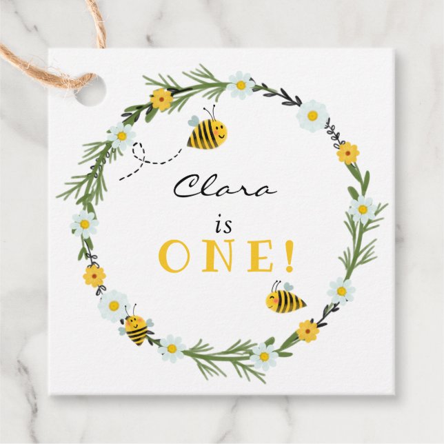Bee Birthday Favour Tags (Front)