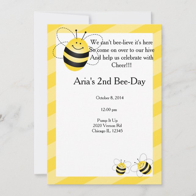 Bee Birthday Invitation (Front)