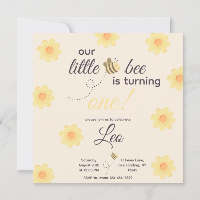 Bee Birthday Invitation (Front)