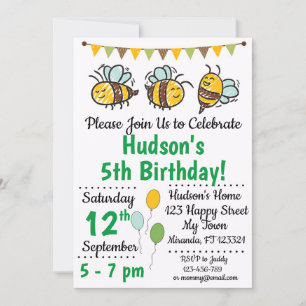 Bee Birthday Invitation