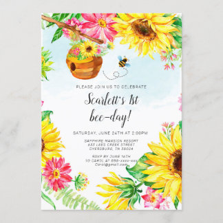 Bee Birthday Invitation Sunflower Birthday Invite