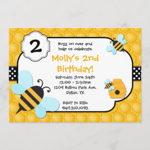 Bee Birthday Party Invitation