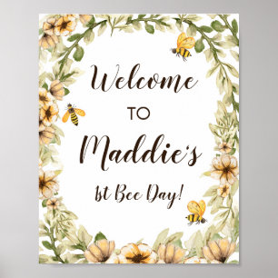 Bee Birthday Welcome Sign 8x10"