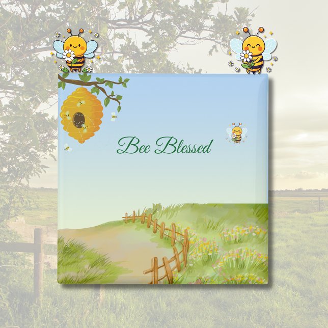 Bee Blessed Country Path Magnet (Bee Blessed Country Path Nature Scene with Buzzing Bees)