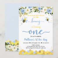 Bee Blue Gold Boy First Birthday Bee-Day