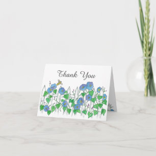 Bee Blue Morning Glory Flowers Thank You Card