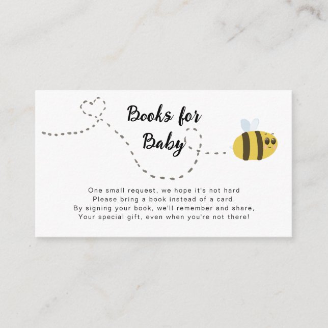 Bee Books for Baby Shower Enclosure Request Card (Front)