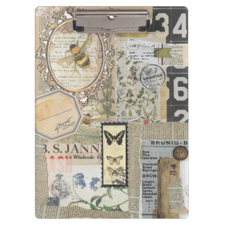 Bee Botanical Vintage Ephemera Decoupage Clipboard