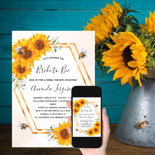 Bee Bridal shower sunflowers bumble bees  Invitation
