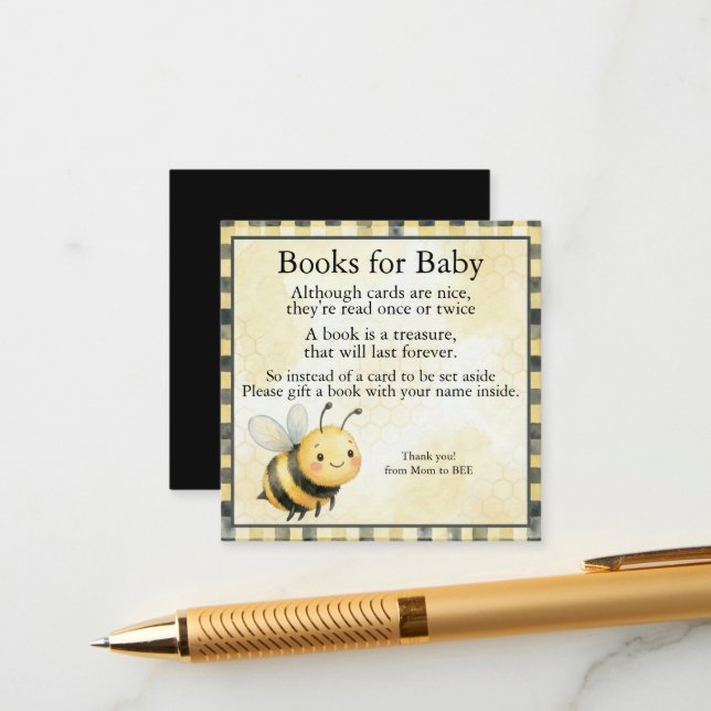 Bee Bug Boy Baby Shower Enclosure Card (Front/Back In Situ)