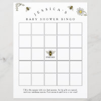 Bee Bumble Bee Baby Shower Bingo Game