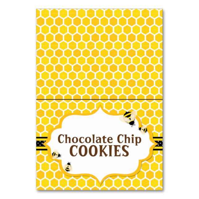 Bee Bumblebee - Yellow Tent Table Card (Front)