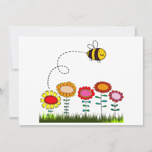 Bee Buzzing a Flower Garden Invitation