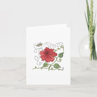 Bee Buzzing Hibuscus Blank Note Card