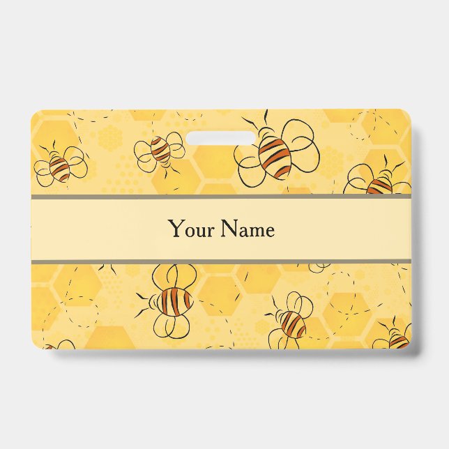 Bee Buzzing Honey Bees Cute  Badge (Front)