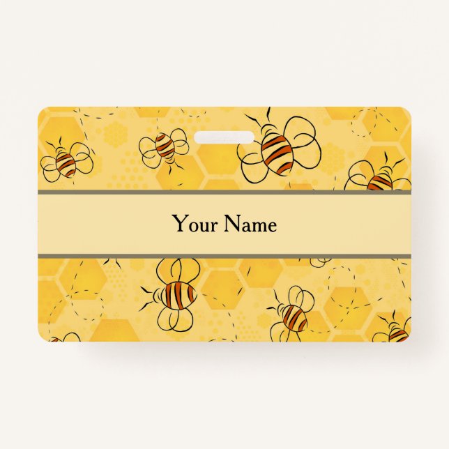 Bee Buzzing Honey Bees Cute  Badge (Front)