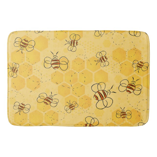 Bee Buzzing Honey Bees Cute  Bath Mat (Front)