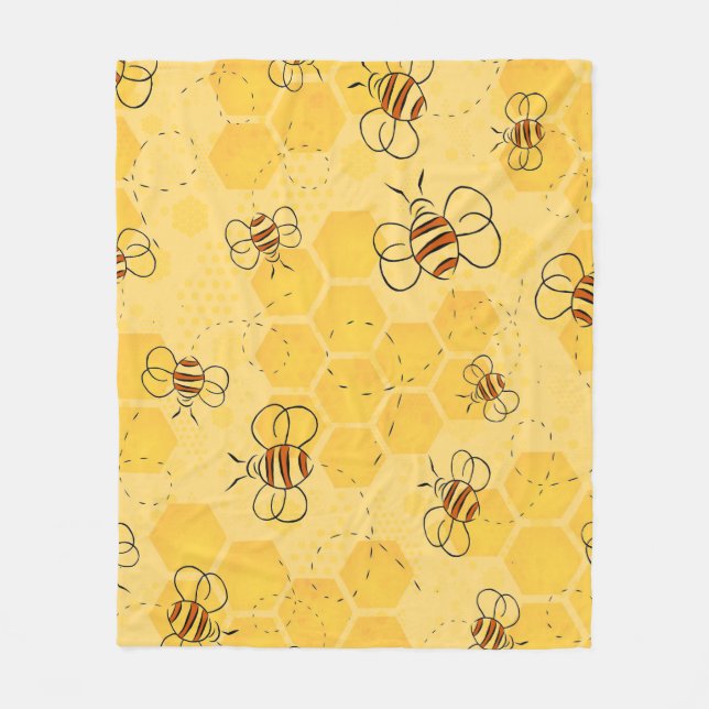Bee Buzzing Honey Bees Cute  Fleece Blanket (Front)