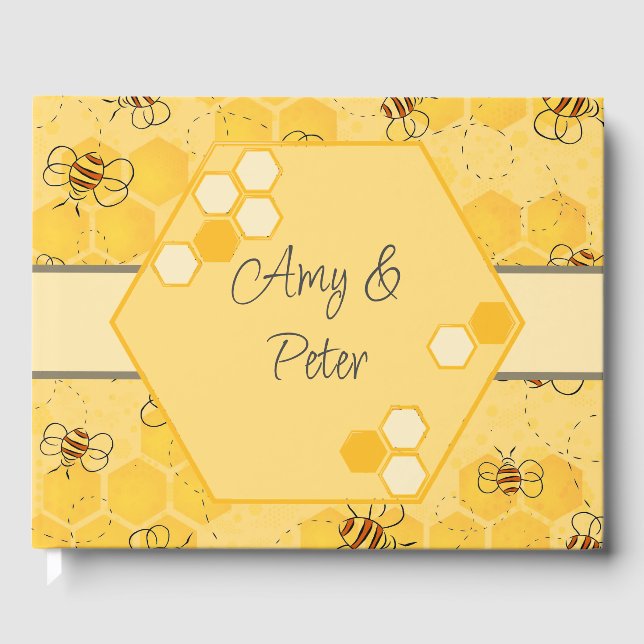 Bee Buzzing Honey Bees Cute  Guest Book (Front)