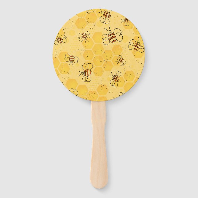 Bee Buzzing Honey Bees Cute  Hand Fan (Front)