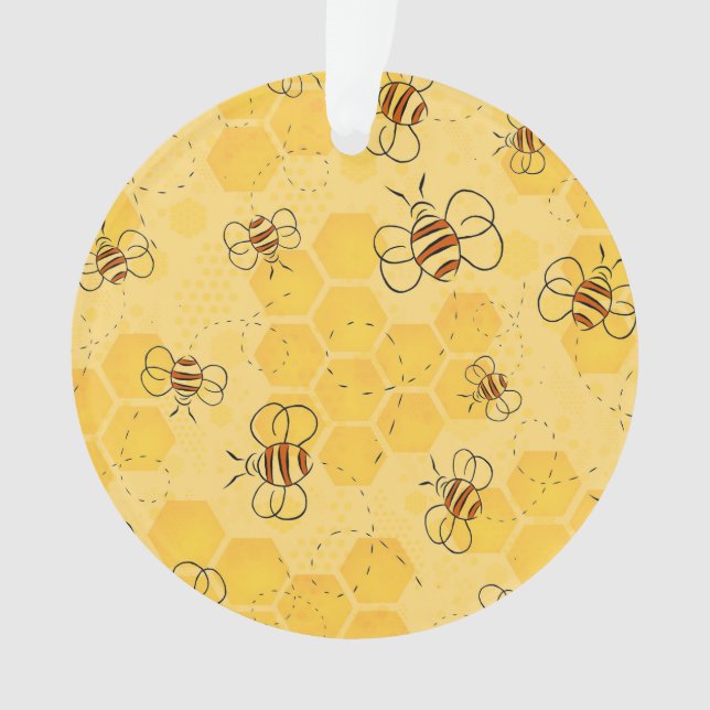 Bee Buzzing Honey Bees Cute  Ornament (Front)