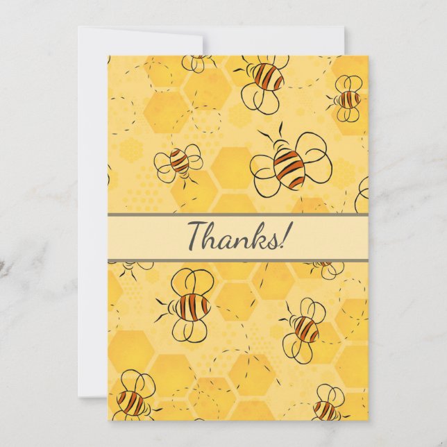 Bee Buzzing Honey Bees Cute  Thank You Card (Front)