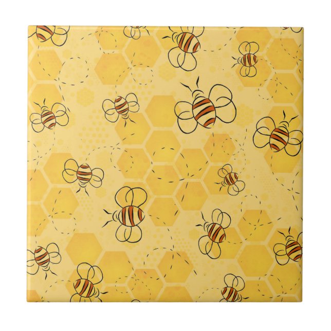Bee Buzzing Honey Bees Cute  Tile (Front)