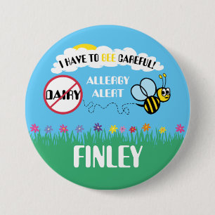 Bee Careful Dairy Allergy Alert Button