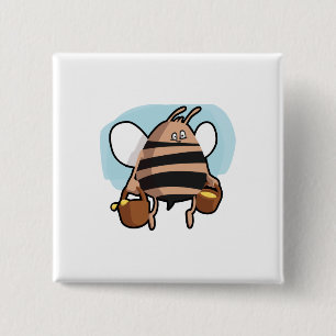 Bee cartoon 2 inch square button