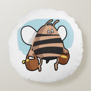 Bee cartoon round pillow