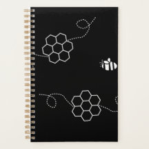 Bee Cause Minimalist Bee & Honeycomb Black & White