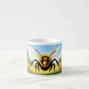 Bee Character Flying Over Flower Meadow Espresso Cup