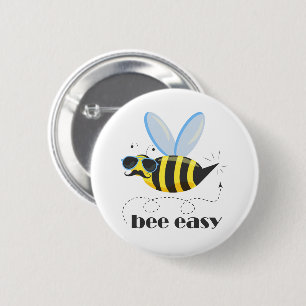 Bee character with moustache sunglasses Bee Easy 2 Inch Round Button