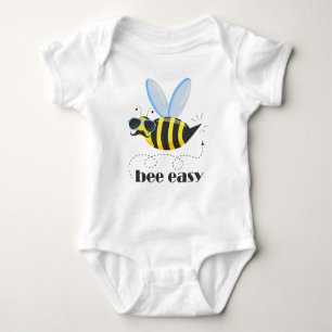 Bee character with moustache sunglasses Bee Easy Baby Bodysuit