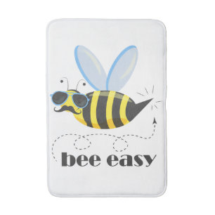 Bee character with moustache sunglasses Bee Easy Bath Mat