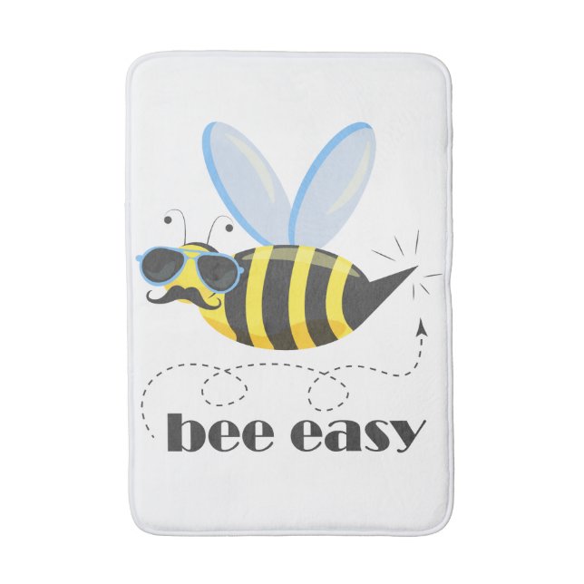 Bee character with moustache sunglasses Bee Easy Bath Mat (Front Vertical)