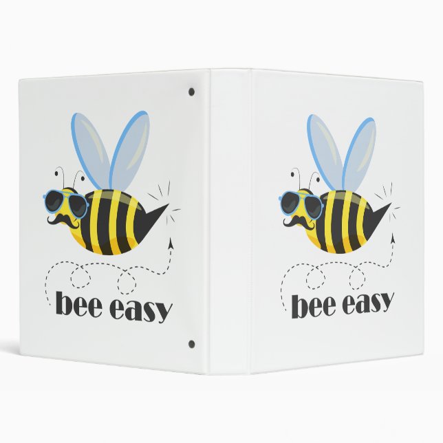 Bee character with moustache sunglasses Bee Easy Binder (Background)