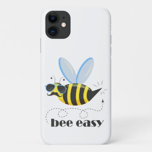 Bee character with moustache sunglasses Bee Easy iPhone 11 Case