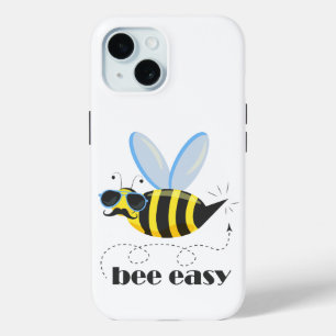 Bee character with moustache sunglasses Bee Easy iPhone 15 Case