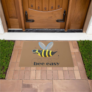 Bee character with moustache sunglasses Bee Easy Doormat