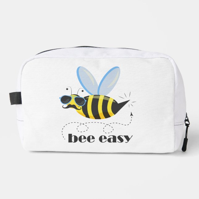 Bee character with moustache sunglasses Bee Easy Dopp Kit (Front)
