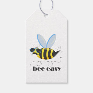 Bee character with moustache sunglasses Bee Easy Gift Tags