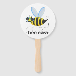 Bee character with moustache sunglasses Bee Easy Hand Fan