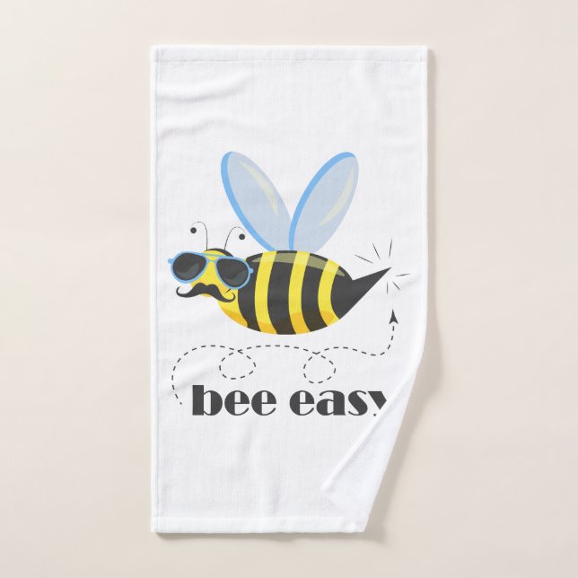 Bee character with moustache sunglasses Bee Easy Hand Towel (Hand Towel)