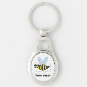 Bee character with moustache sunglasses Bee Easy Keychain