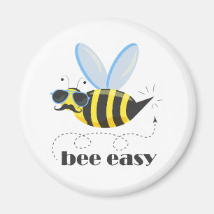 Bee character with moustache sunglasses Bee Easy Magnet