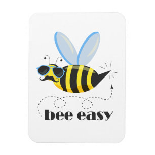 Bee character with moustache sunglasses Bee Easy Magnet