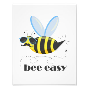 Bee character with moustache sunglasses Bee Easy Photo Print